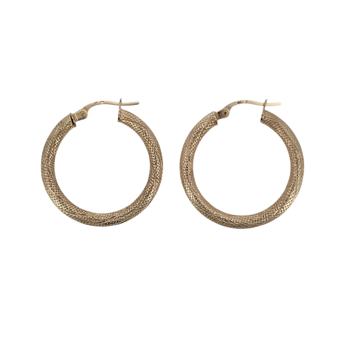 9ct Gold Textured Twist Hoop Creole Earrings