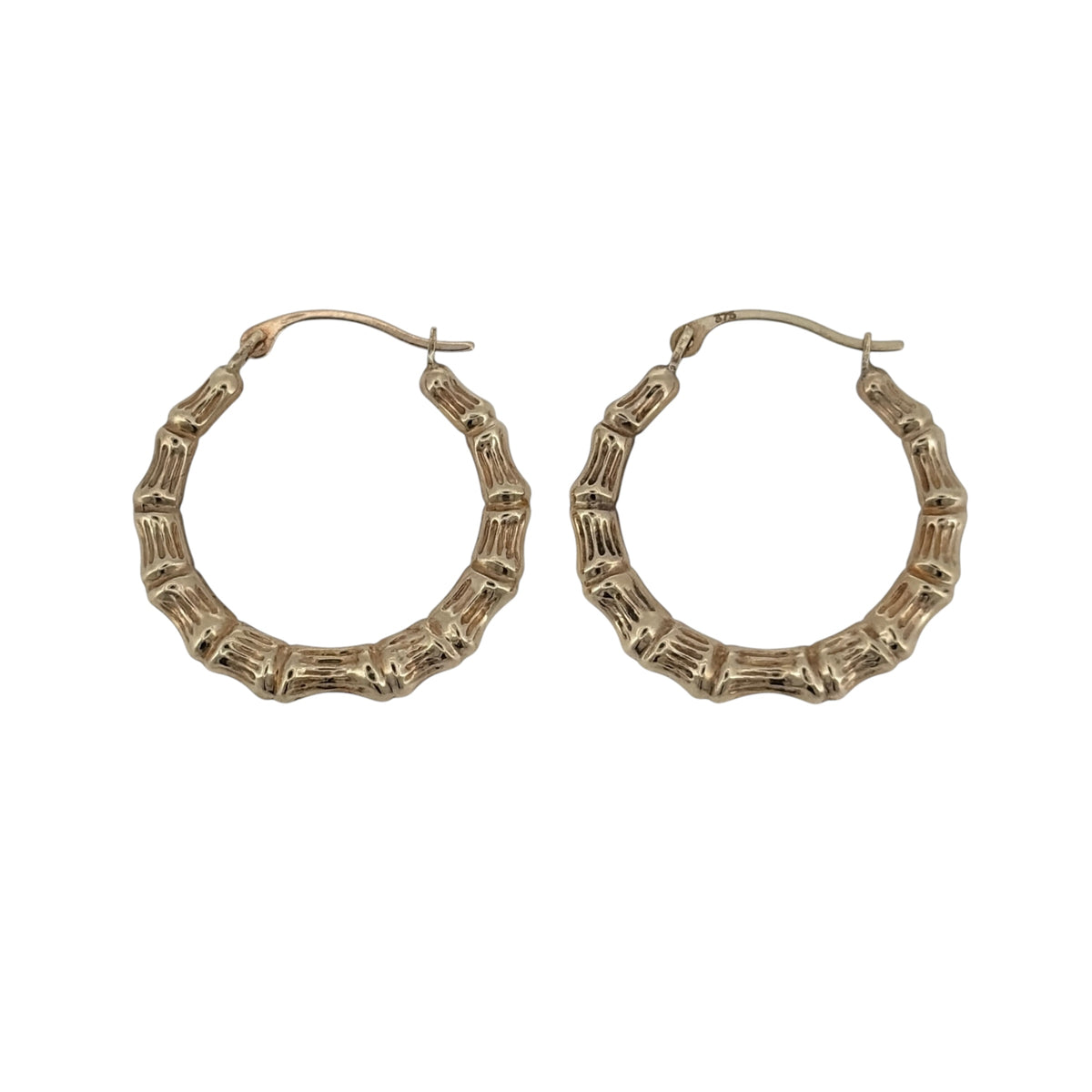 9ct Gold Bamboo Hoop Creole Earrings