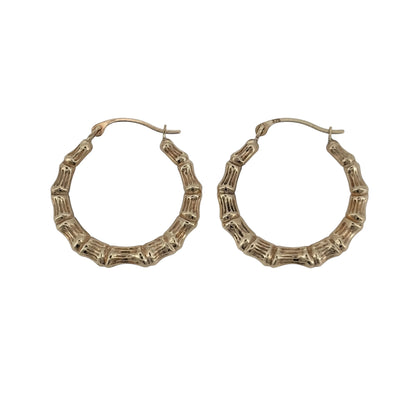 9ct Gold Bamboo Hoop Creole Earrings