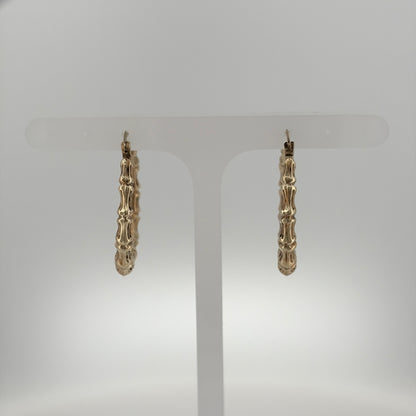 9ct Gold Bamboo Hoop Creole Earrings