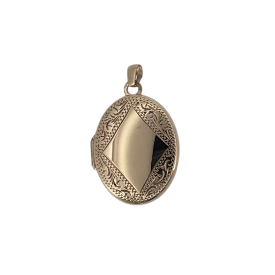 9ct Gold Patterned Oval Locket
