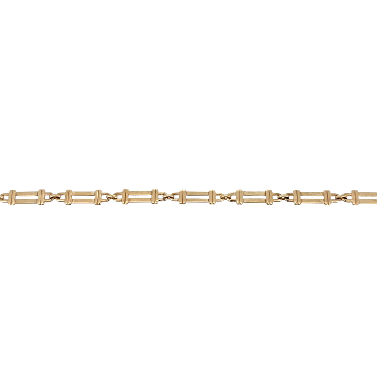 9ct Gold 7" Double Bar Link Bracelet