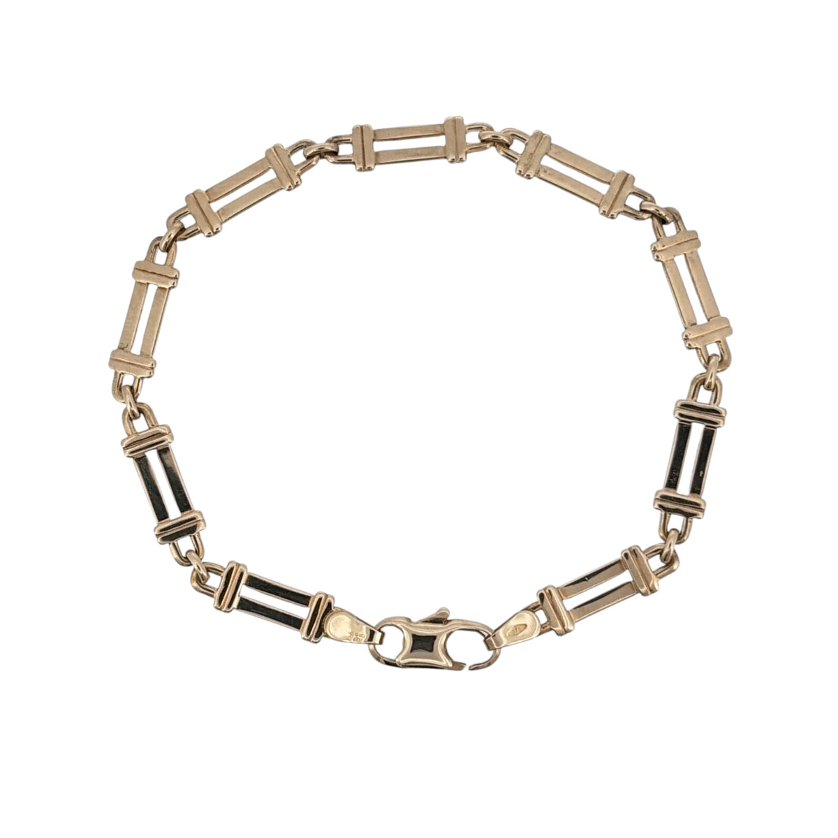 9ct Gold 7" Double Bar Link Bracelet