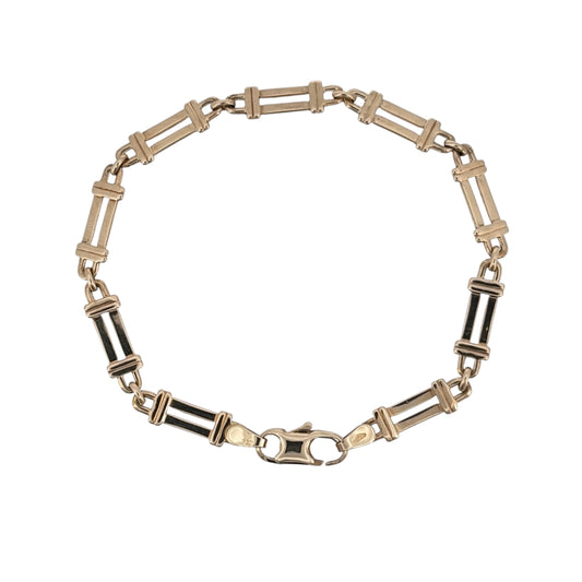 9ct Gold 7" Double Bar Link Bracelet
