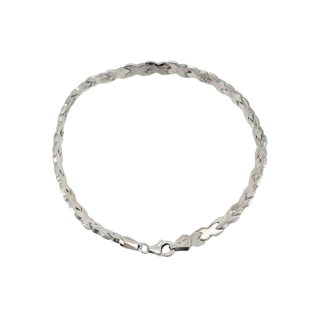 9ct White Gold 7.5" Kiss Link Bracelet