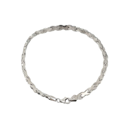 9ct White Gold 7.5" Kiss Link Bracelet