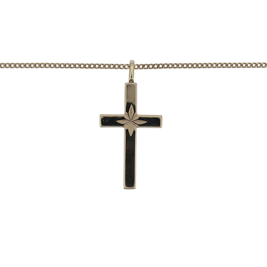 This pre-owned 9ct yellow gold cross pendant necklace is a classic design, featuring a traditional cross on a curb chain.
Design: Featuring a traditional cross design, this pendant has a simple profile finished in warm 9ct yellow gold.
Material: Made from 9-carat yellow gold.
Pendant Detail: The pendant measures approximately 31mm long including the bail by 10mm wide.
Chain Detail: Complete with a 20-inch 9ct yellow gold curb chain.