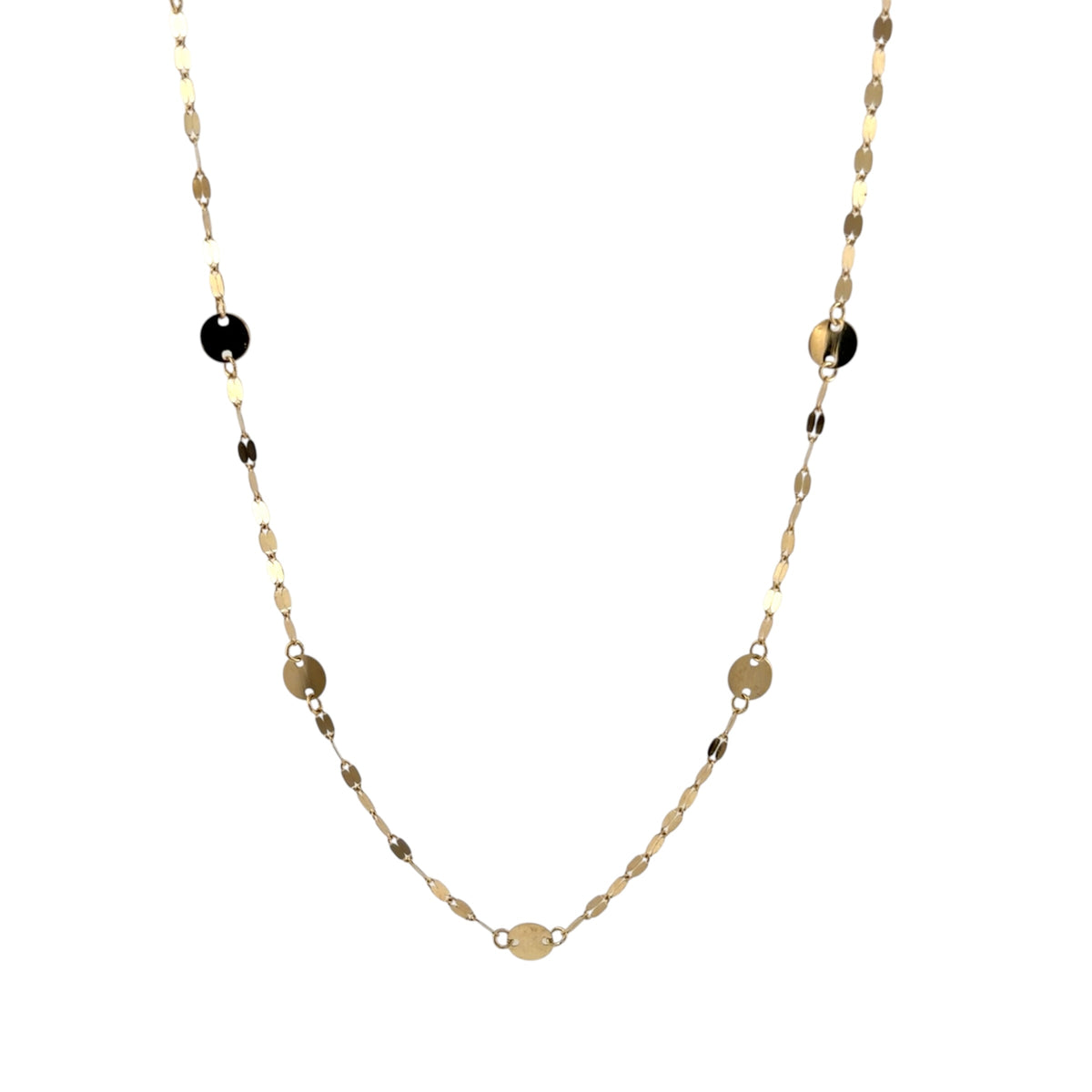 9ct Gold 17" Flat Circle Disc Necklace