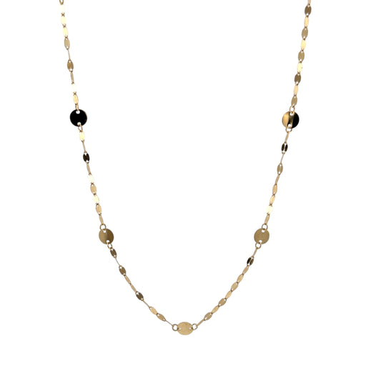 9ct Gold 17" Flat Circle Disc Necklace
