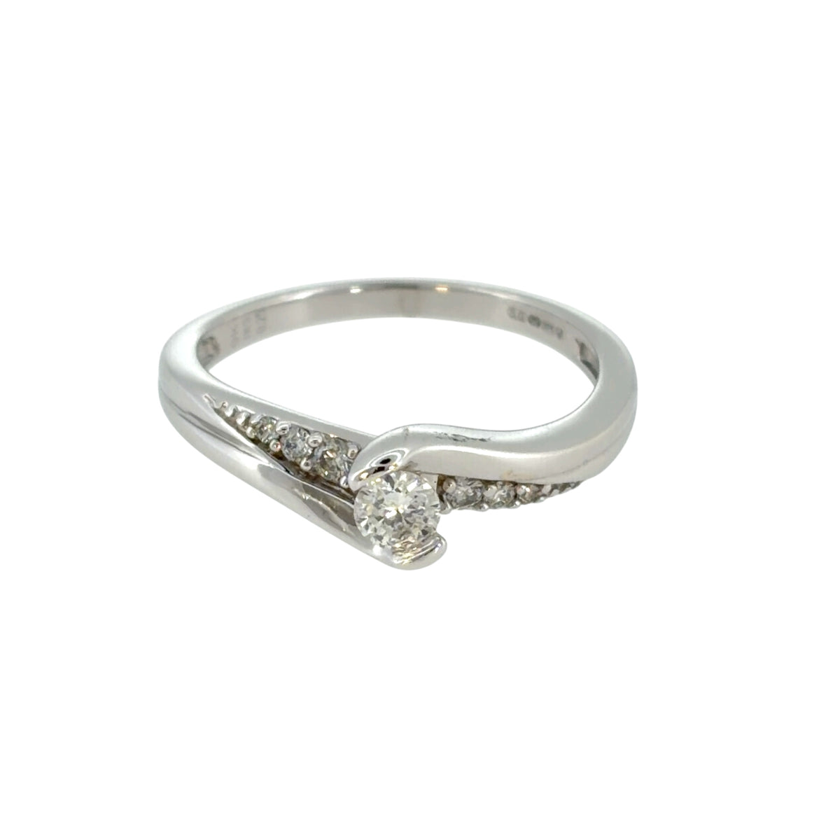 9ct White Gold & Diamond Twist Solitaire Ring