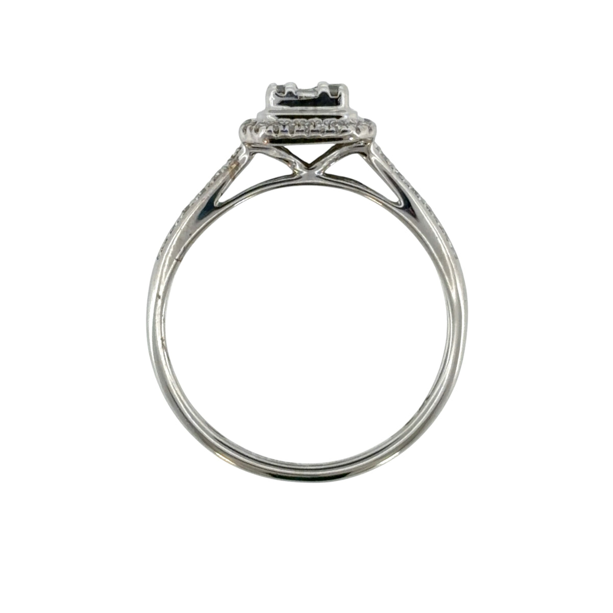 9ct White Gold & Diamond Halo Cluster Ring
