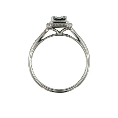 9ct White Gold & Diamond Halo Cluster Ring
