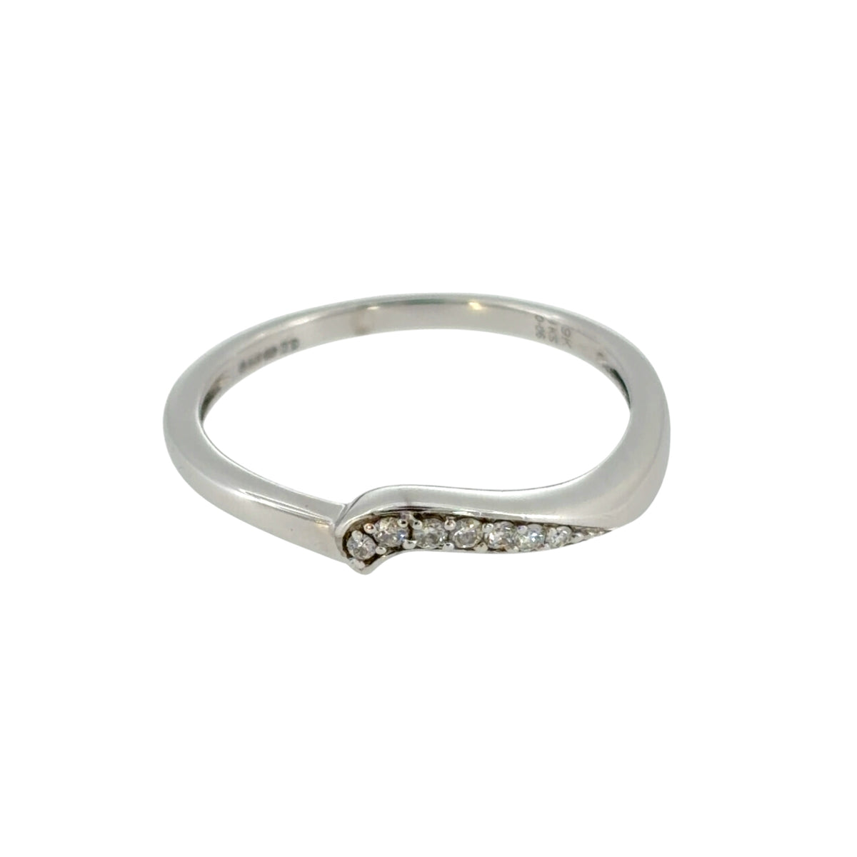 9ct White Gold & Diamond Wave Band Ring