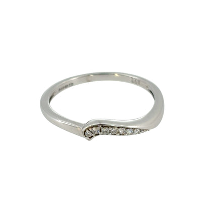 9ct White Gold & Diamond Wave Band Ring