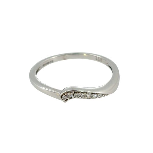 9ct White Gold & Diamond Wave Band Ring