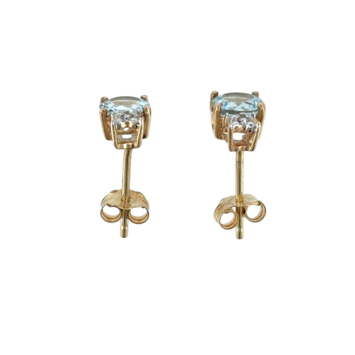 9ct Gold Diamond & Blue Stone Stud Earrings