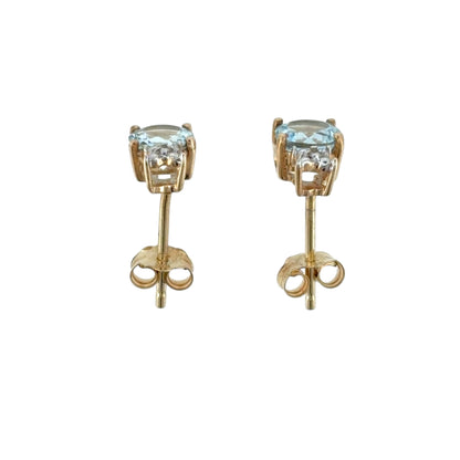 9ct Gold Diamond & Blue Stone Stud Earrings