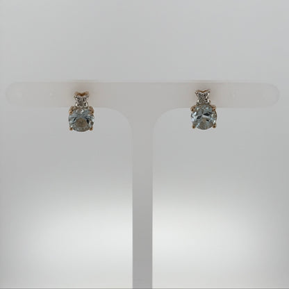 9ct Gold Diamond & Blue Stone Stud Earrings
