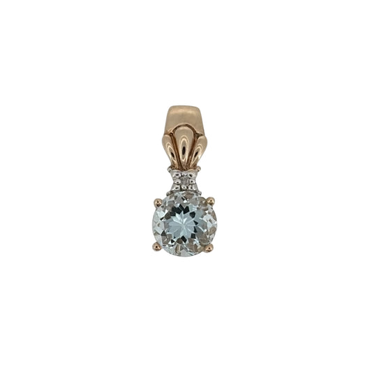 9ct Gold Diamond & Blue Stone Pendant