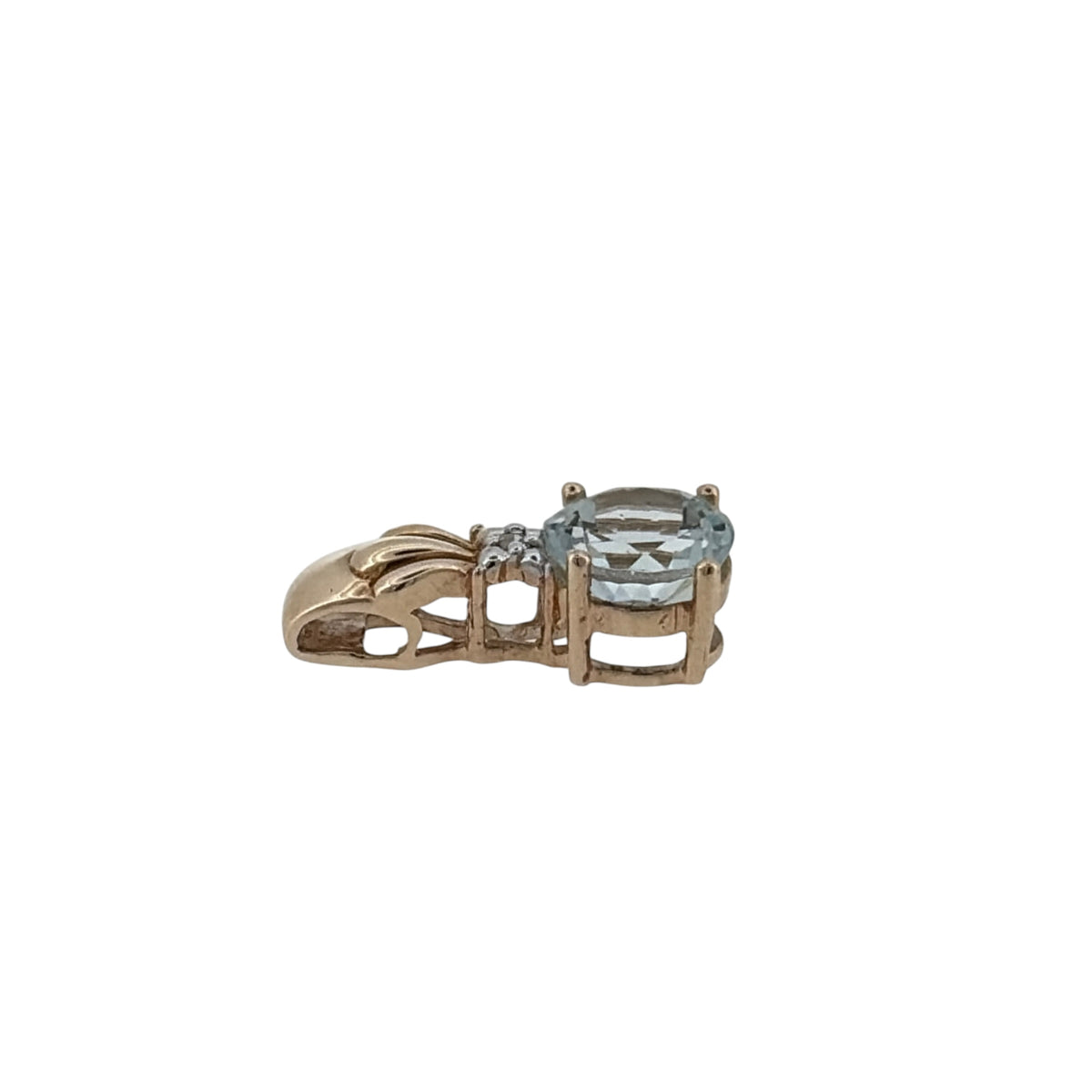 9ct Gold Diamond & Blue Stone Pendant