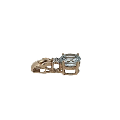 9ct Gold Diamond & Blue Stone Pendant