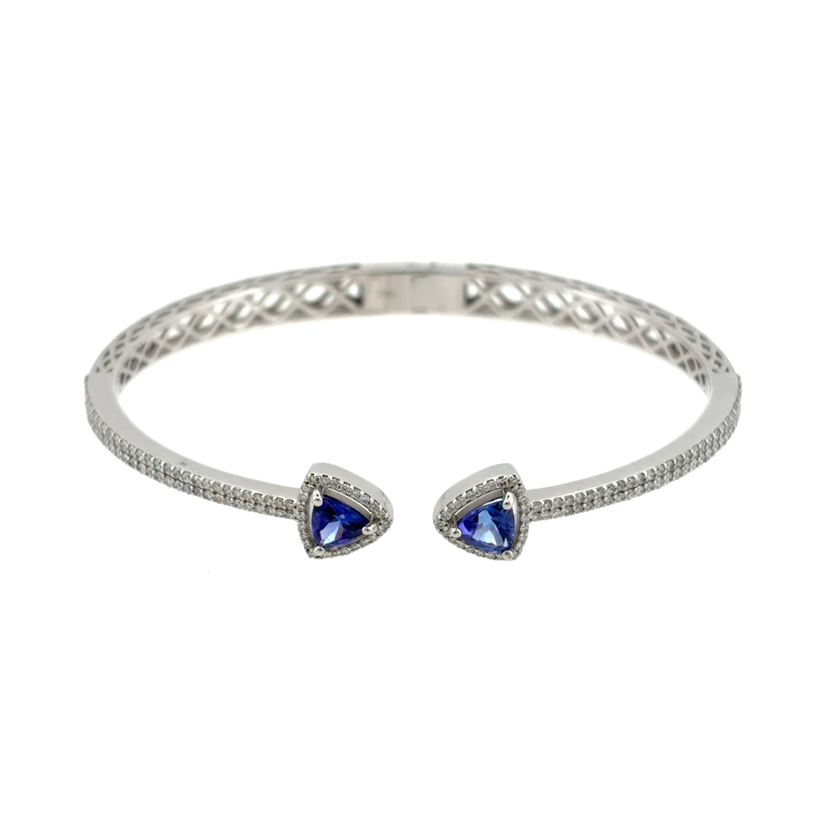 18ct White Gold Diamond & Tanzanite Bangle