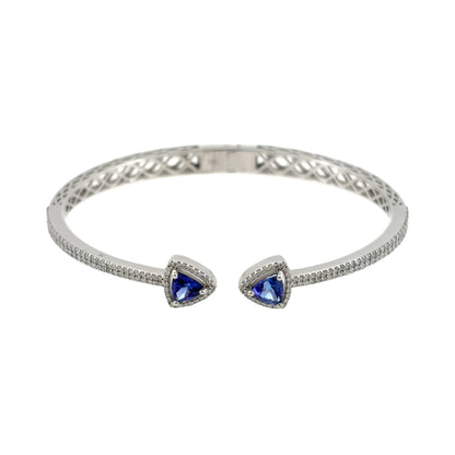 18ct White Gold Diamond & Tanzanite Bangle