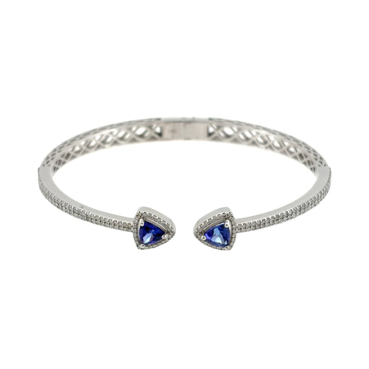 18ct White Gold Diamond & Tanzanite Bangle