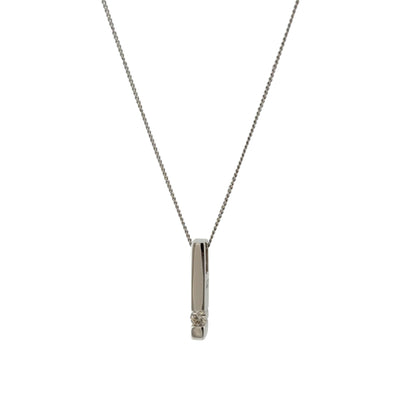 9ct White Gold & Diamond Bar 18" Necklace