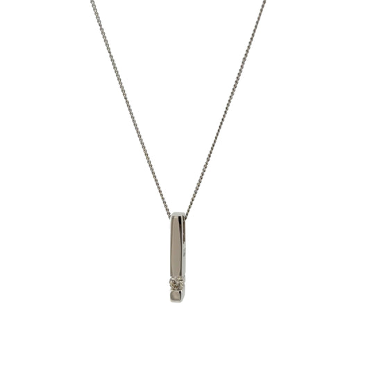 9ct White Gold & Diamond Bar 18" Necklace