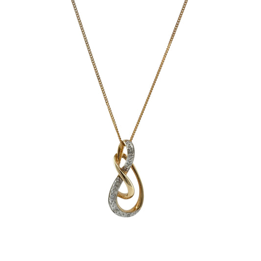 9ct Gold & Diamond Infinity Style 18" Necklace