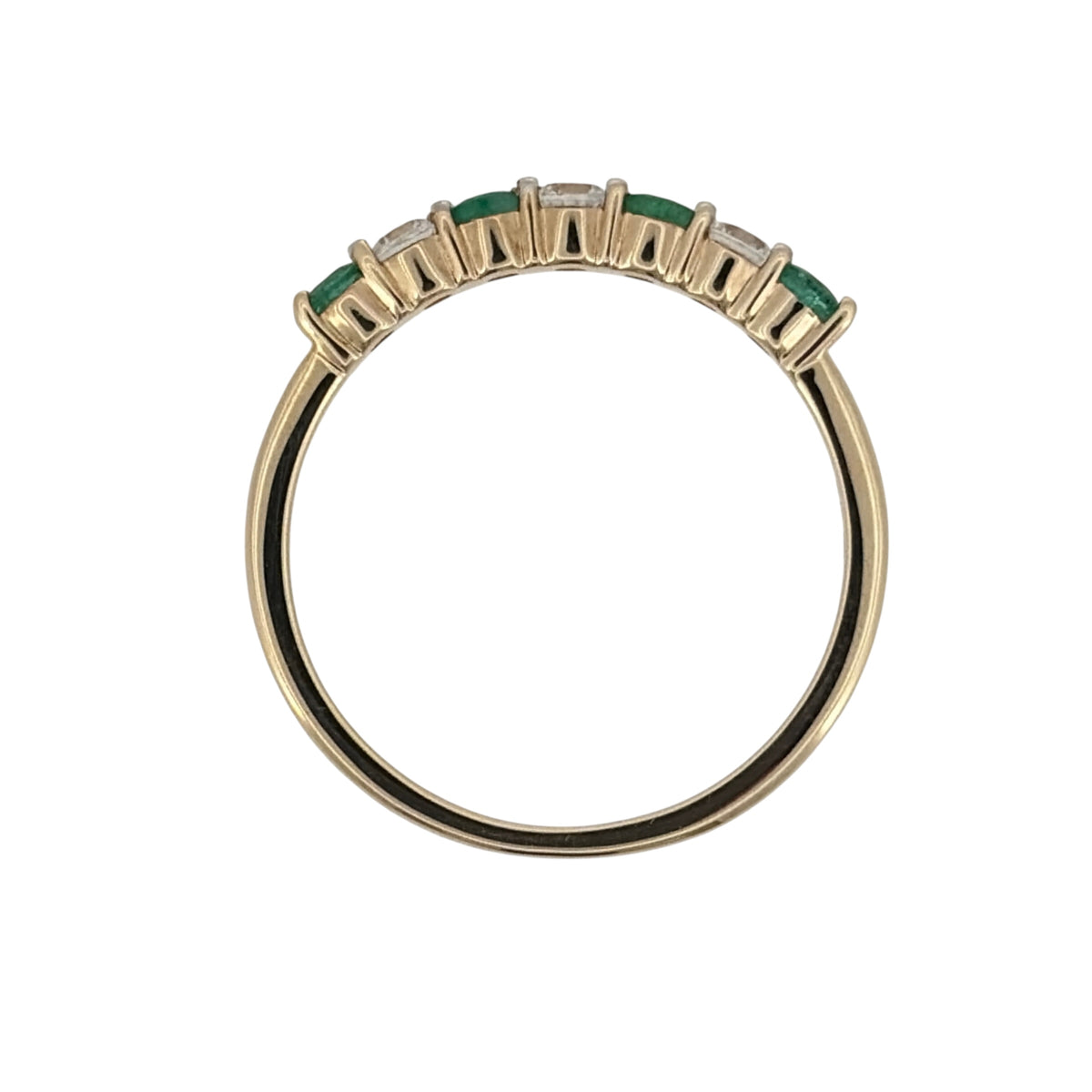 9ct Gold Green Stone & Cubic Zirconia Band Ring