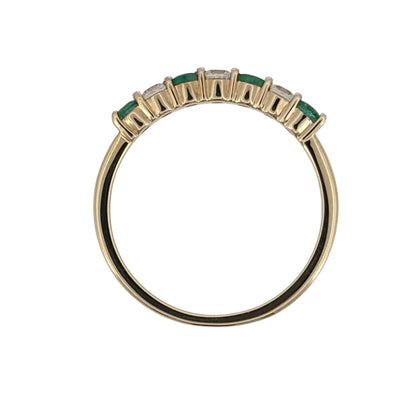 9ct Gold Green Stone & Cubic Zirconia Band Ring