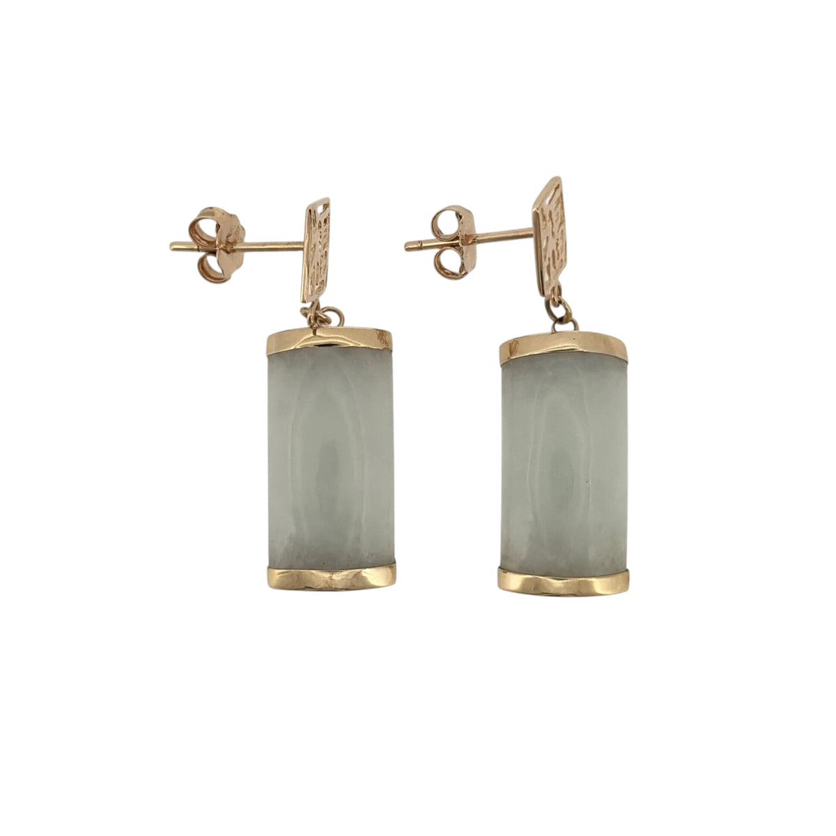 9ct Gold & Jade Drop Earrings