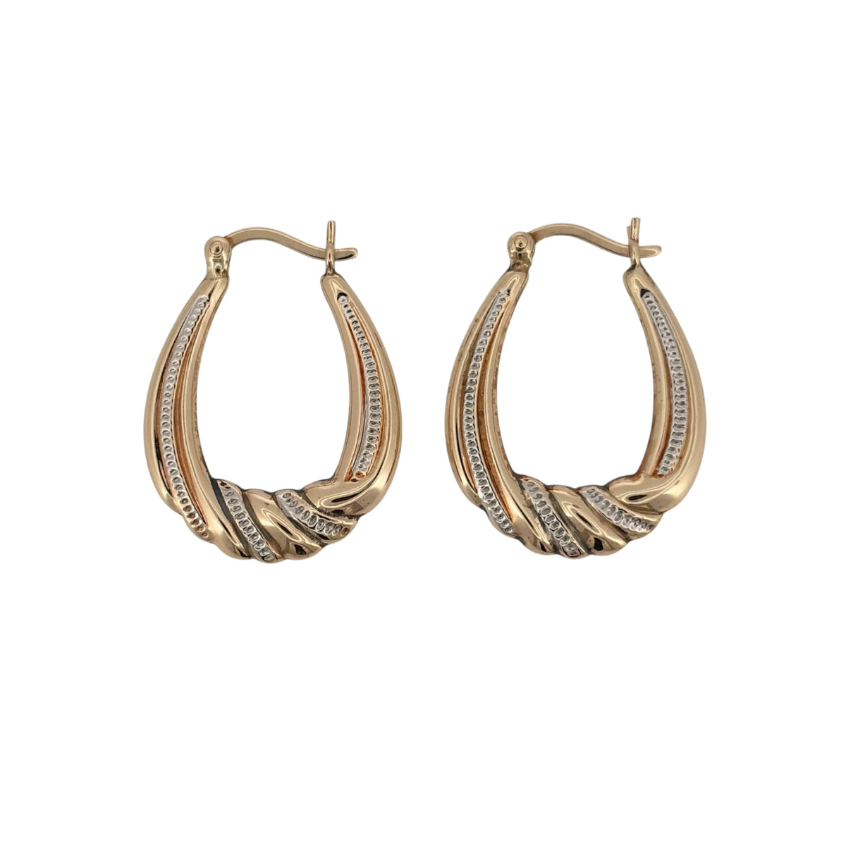 9ct Gold Twist Oval Creole Earrings