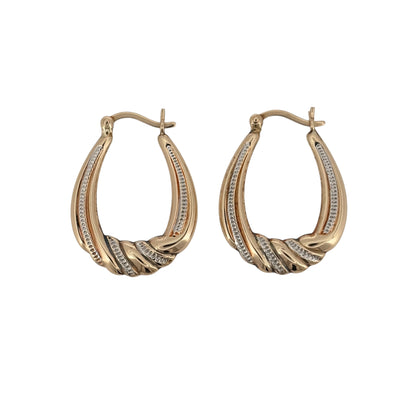 9ct Gold Twist Oval Creole Earrings