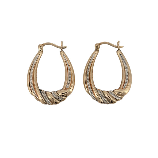 9ct Gold Twist Oval Creole Earrings