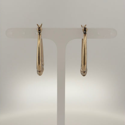 9ct Gold Twist Oval Creole Earrings