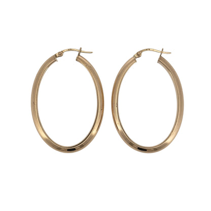 9ct Gold Plain Oval Creole Earrings