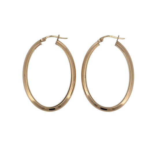 9ct Gold Plain Oval Creole Earrings