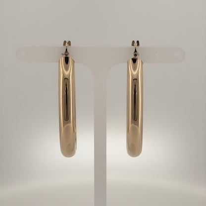 9ct Gold Plain Oval Creole Earrings