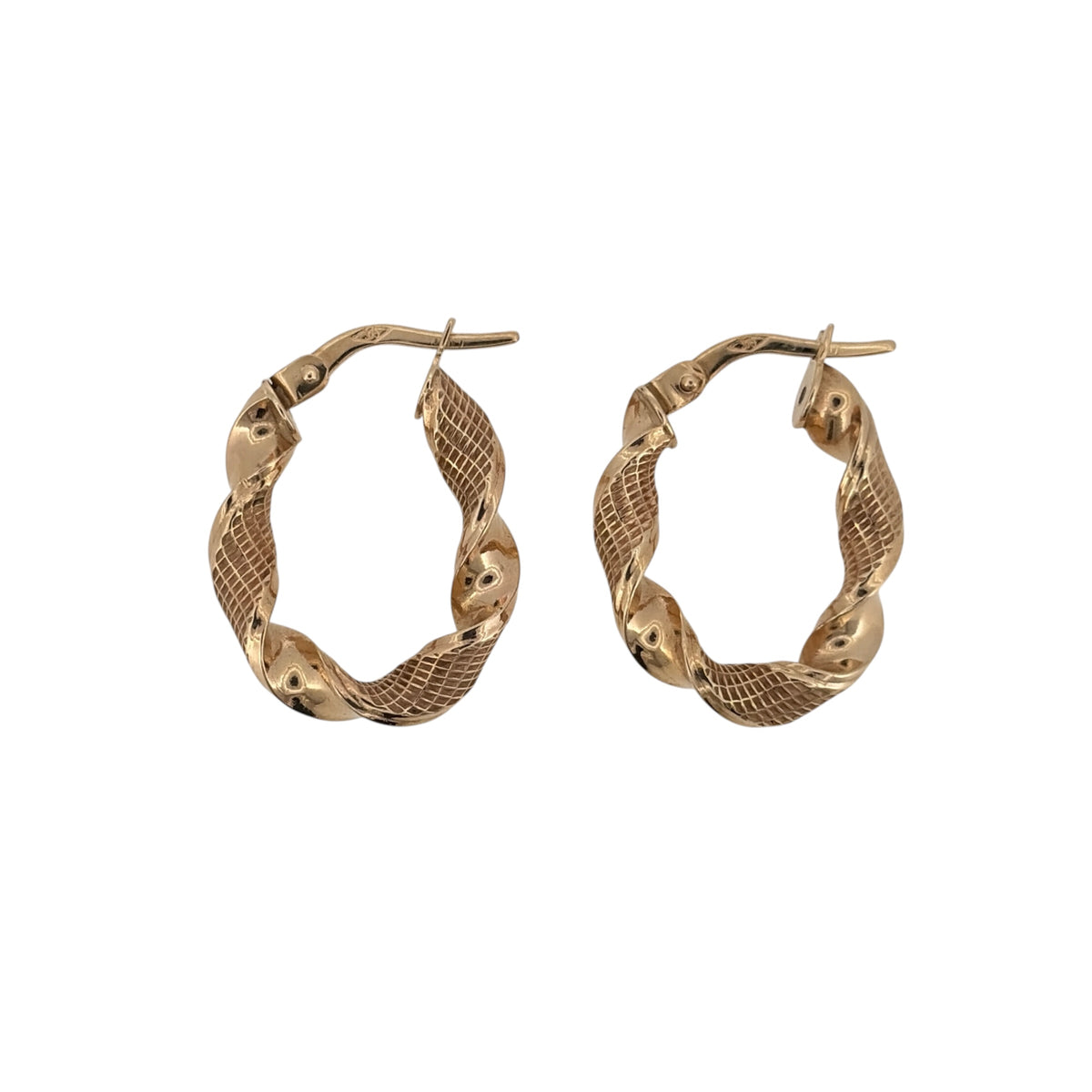 9ct Gold Oval Twist Creole Earrings