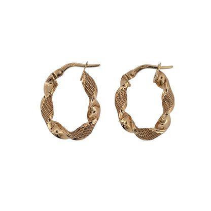 9ct Gold Oval Twist Creole Earrings