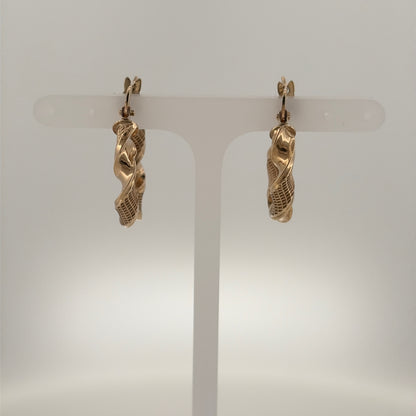 9ct Gold Oval Twist Creole Earrings