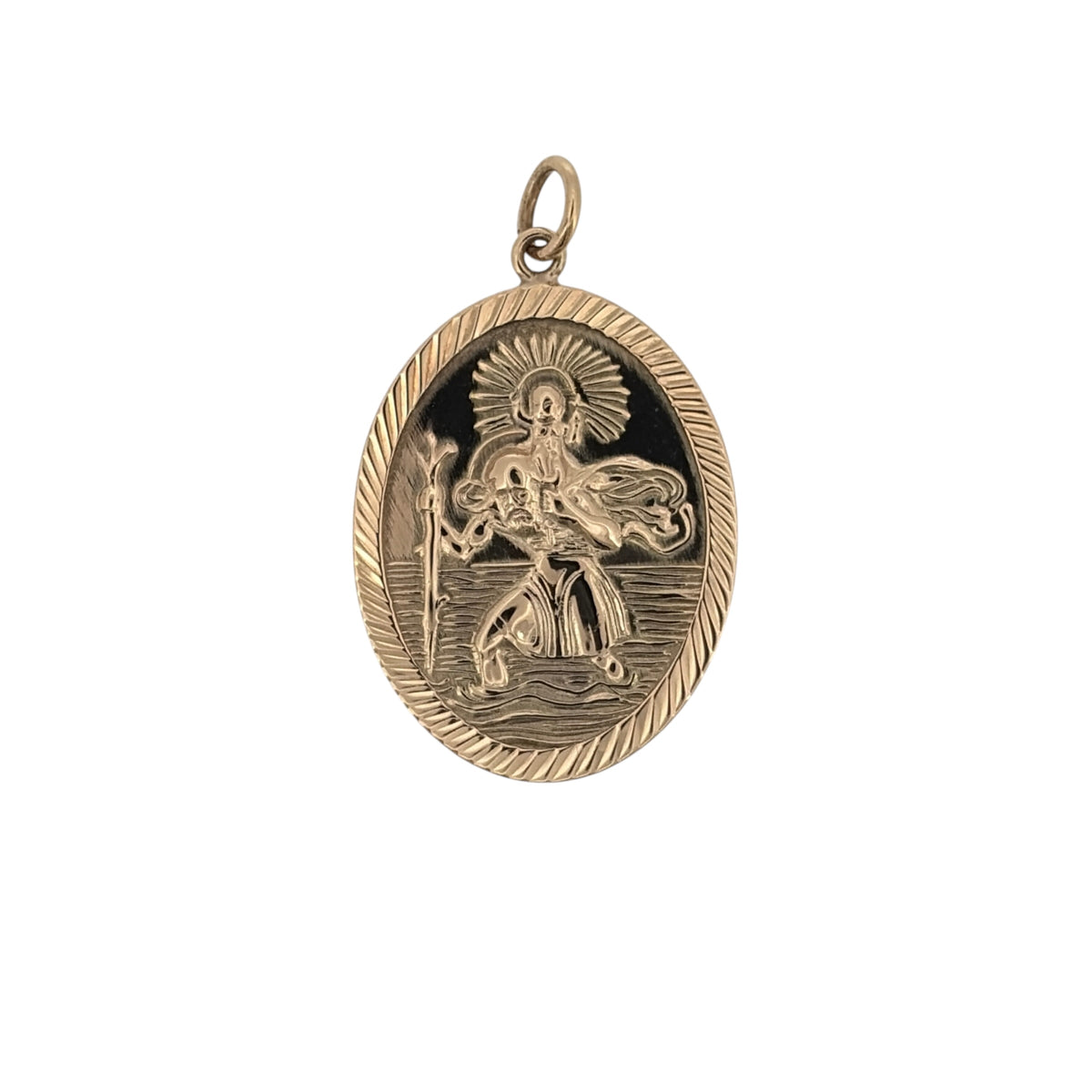9ct Gold Oval St Christopher Pendant