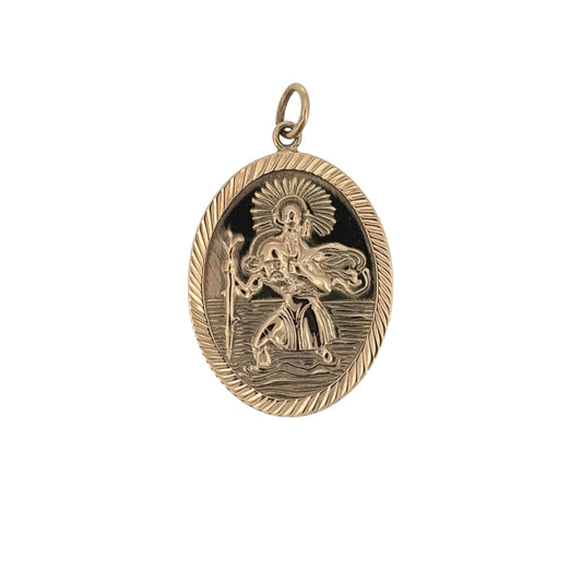 9ct Gold Oval St Christopher Pendant