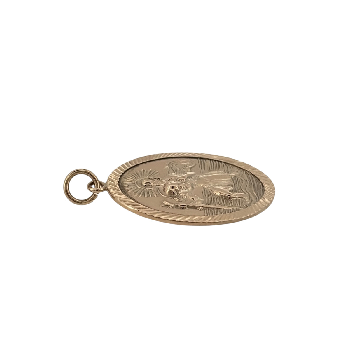 9ct Gold Oval St Christopher Pendant