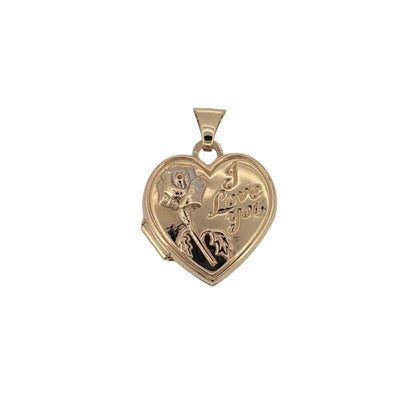 9ct Gold 'I Love You' Rose Heart Locket