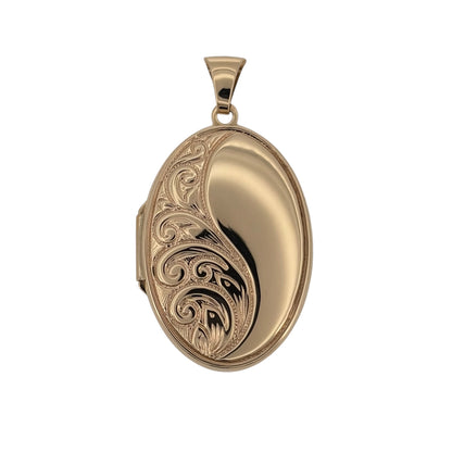 9ct Gold Swirl Patterned Oval Locket