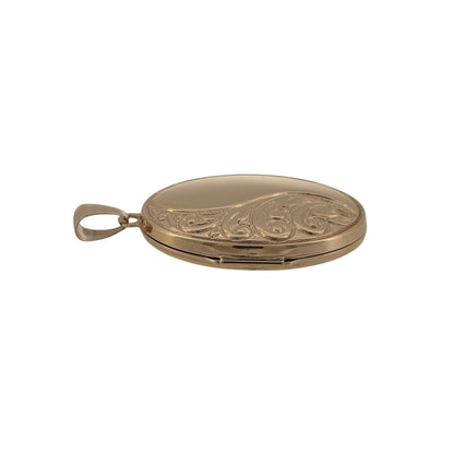 9ct Gold Swirl Patterned Oval Locket